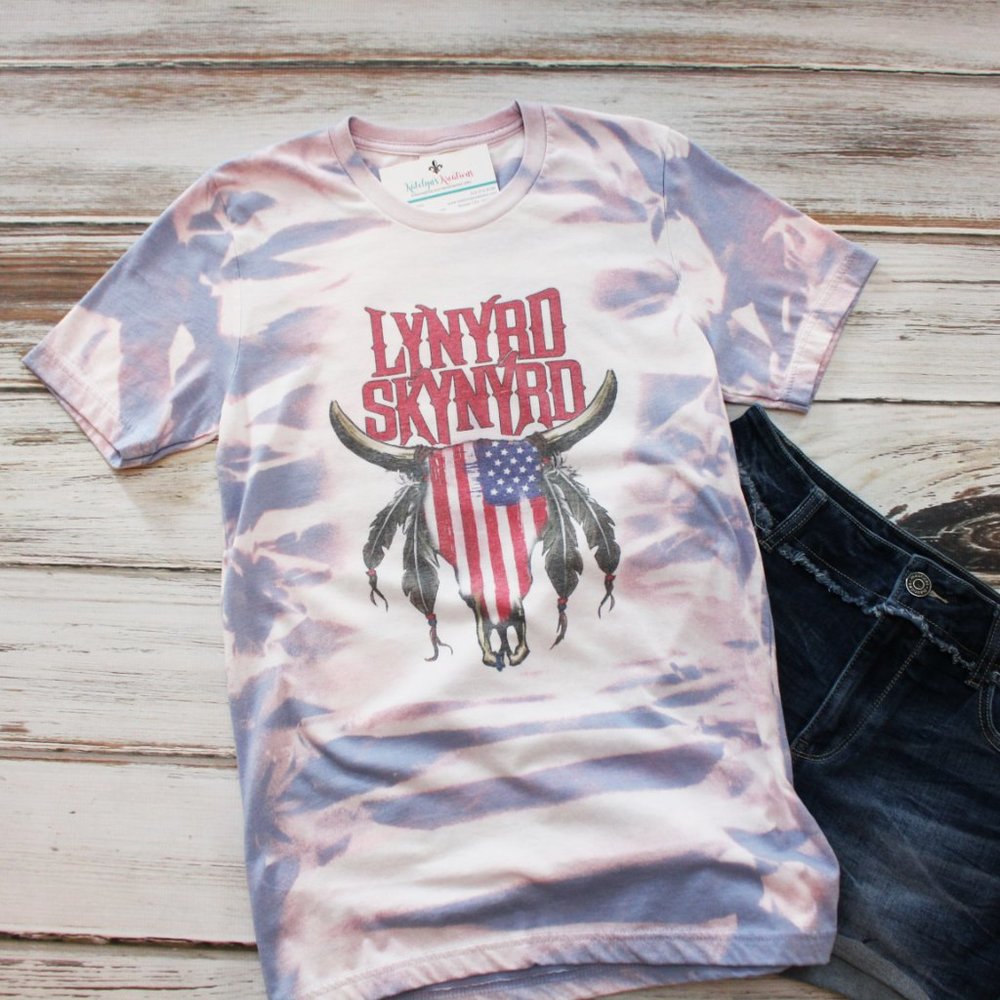New Hand Bleached Unisex Tee Small - Lynyrd Skynyrd - RTS